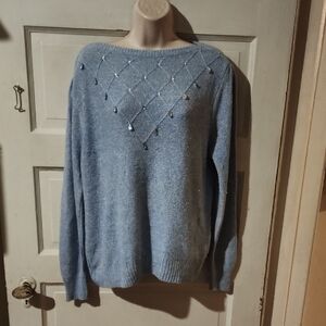 E.V.E. Blue Long Sleeve Embellished Sweater 12